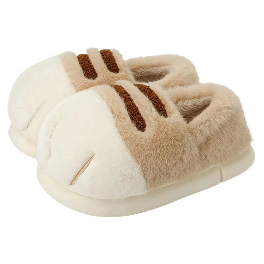Cute Kitty Claw Furry Slippers for Women Warm Non Slip Home Shoes