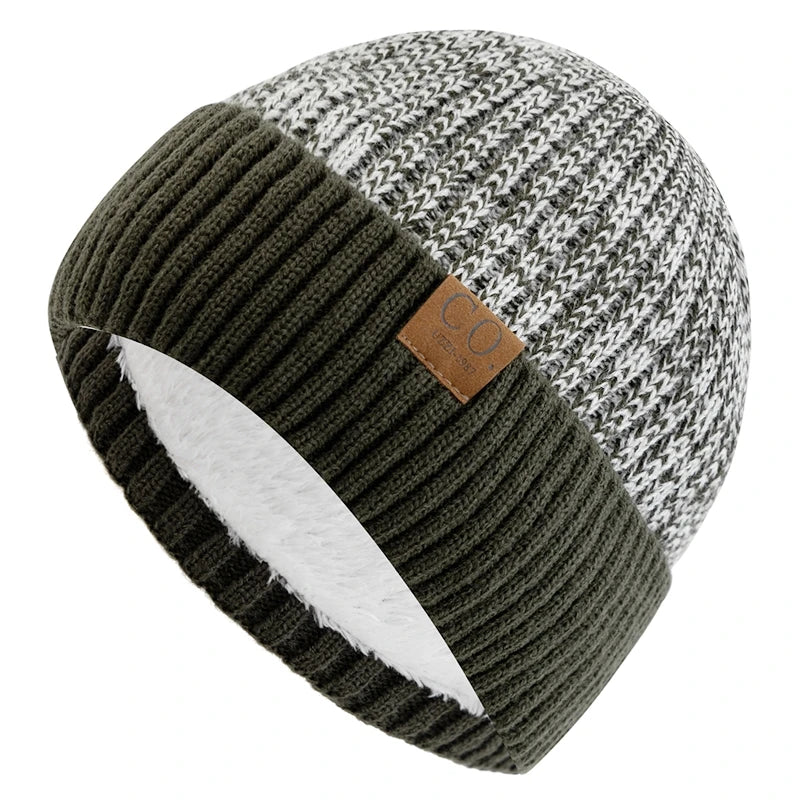 Unisex Two Tone Fur Lined Winter Beanie