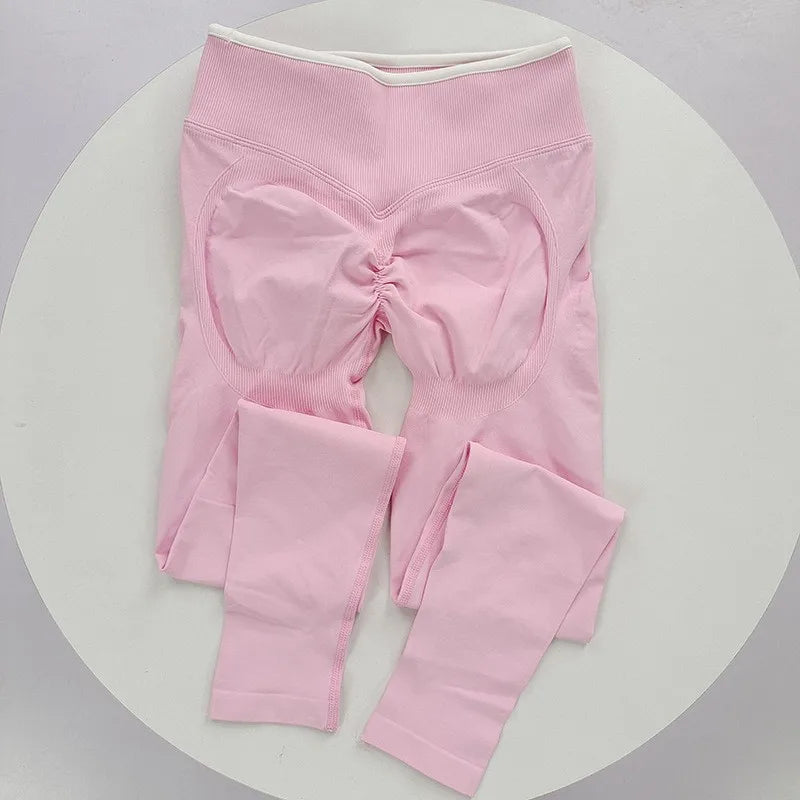Women's High Waist Seamless Colorblock Butt Lift Leggings
