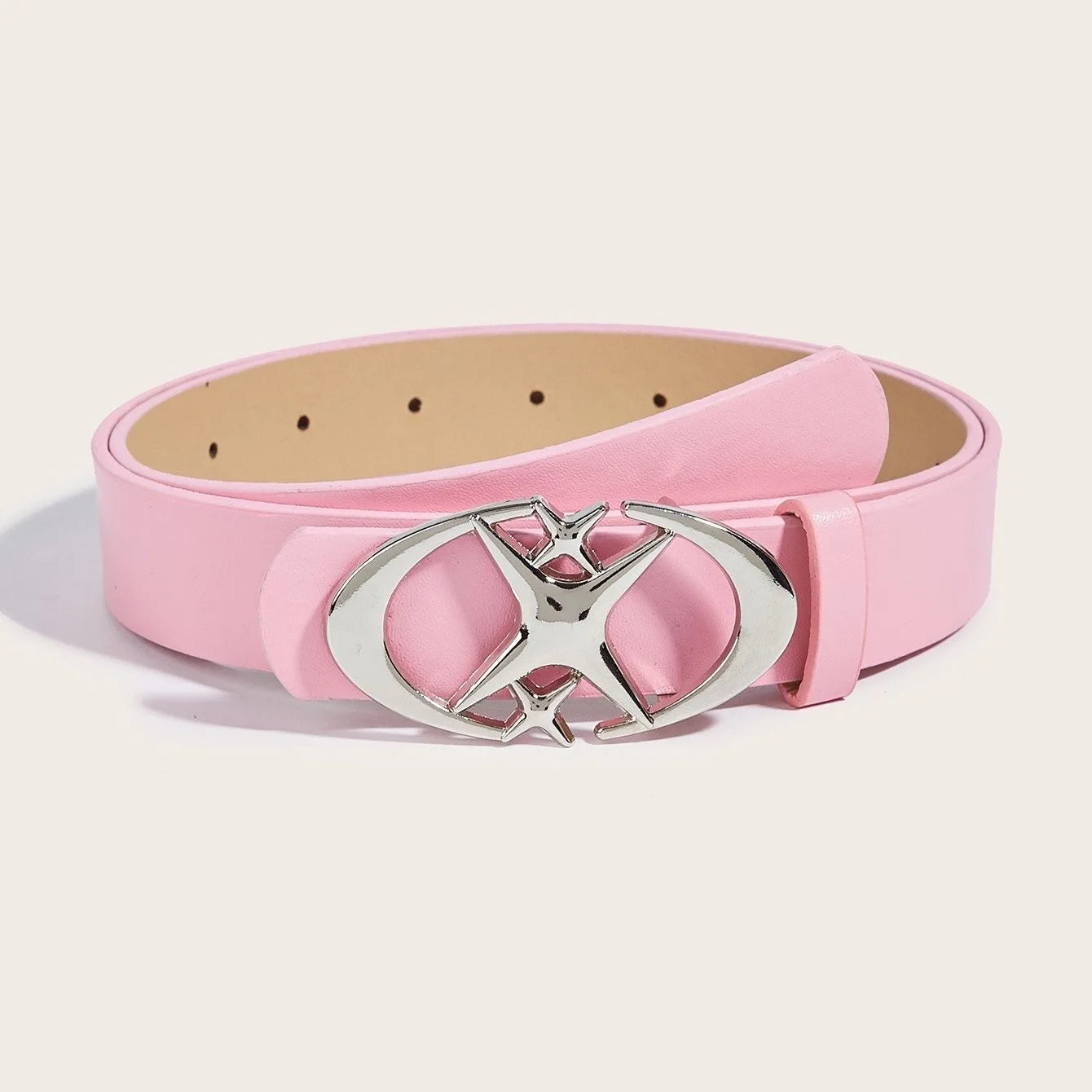 Unisex Oval Cross Buckle Metal Belt