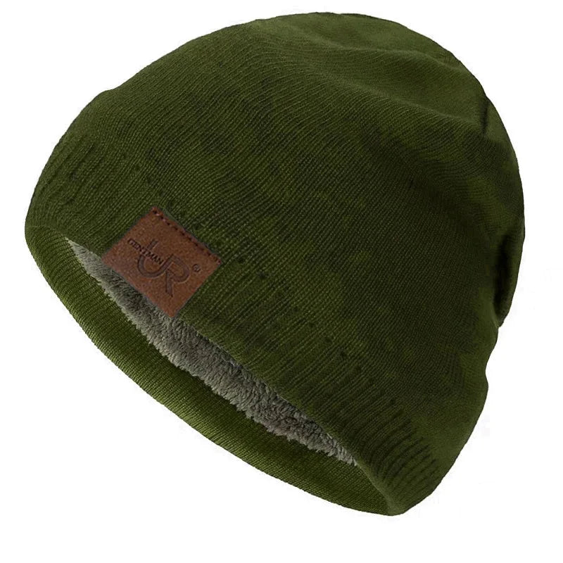Unisex Warm Knitted Beanie with Fur Lining for Men & Women