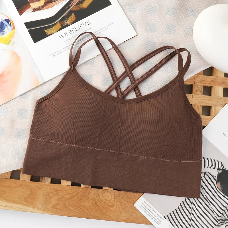 Women's Back Cross Strap Push Up Sports Bra