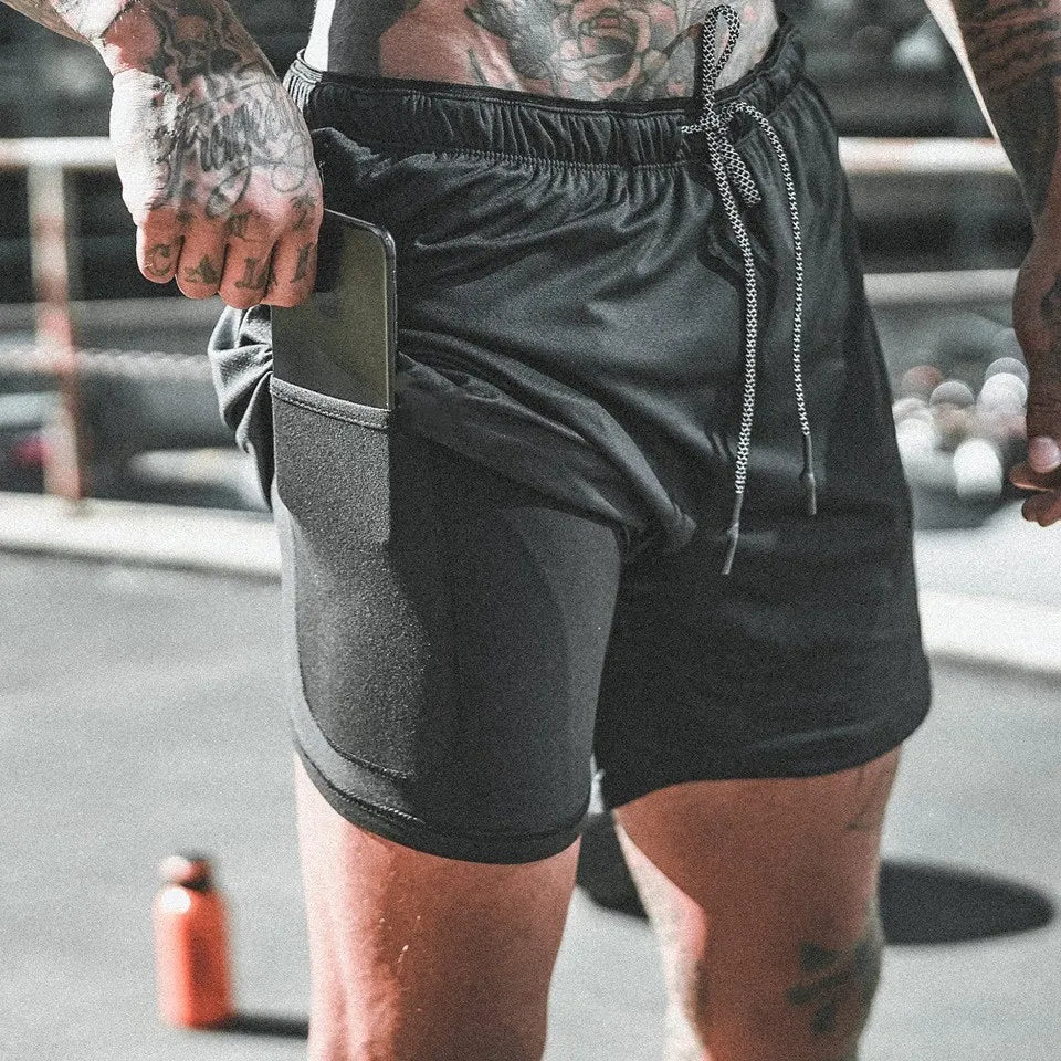 Men's Camo 2 in 1 Quick Dry Running Shorts