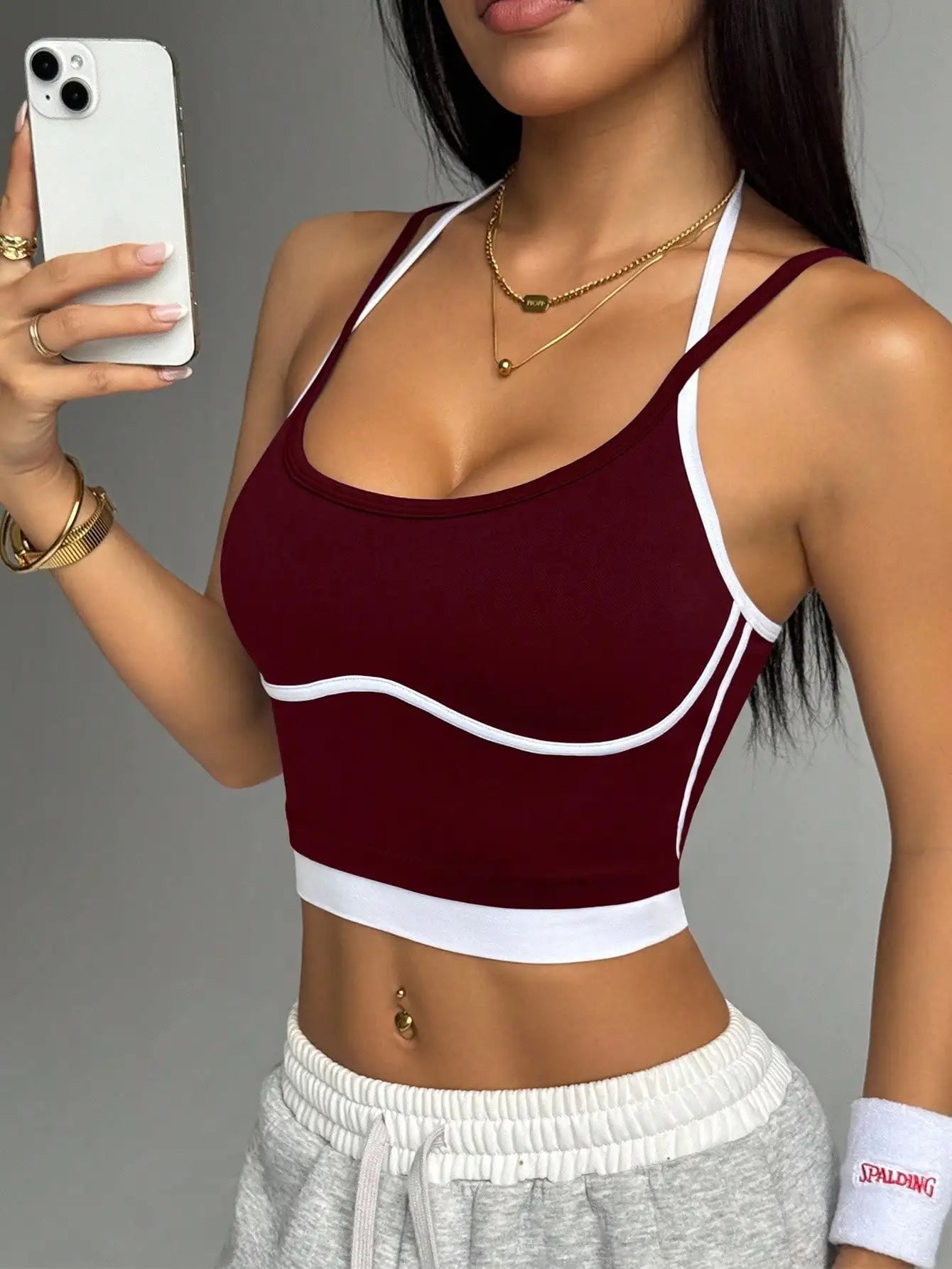 Women's Color Block Backless High Support Sports Bra