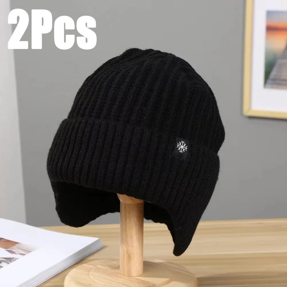 Men's Faux Fur Lined Winter Peaked Hat with Ear Protection