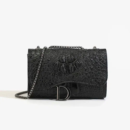 Women’s Croc Pattern Sequin Chain Crossbody Evening Bag