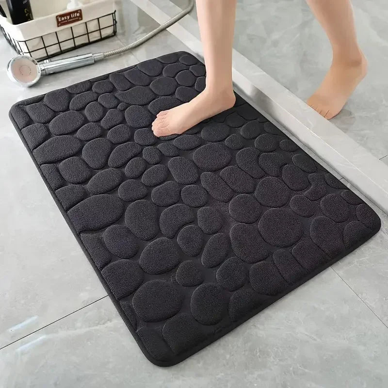 3D Cobblestone Non Slip Absorbent Bathroom Mat Quick Dry Doormat