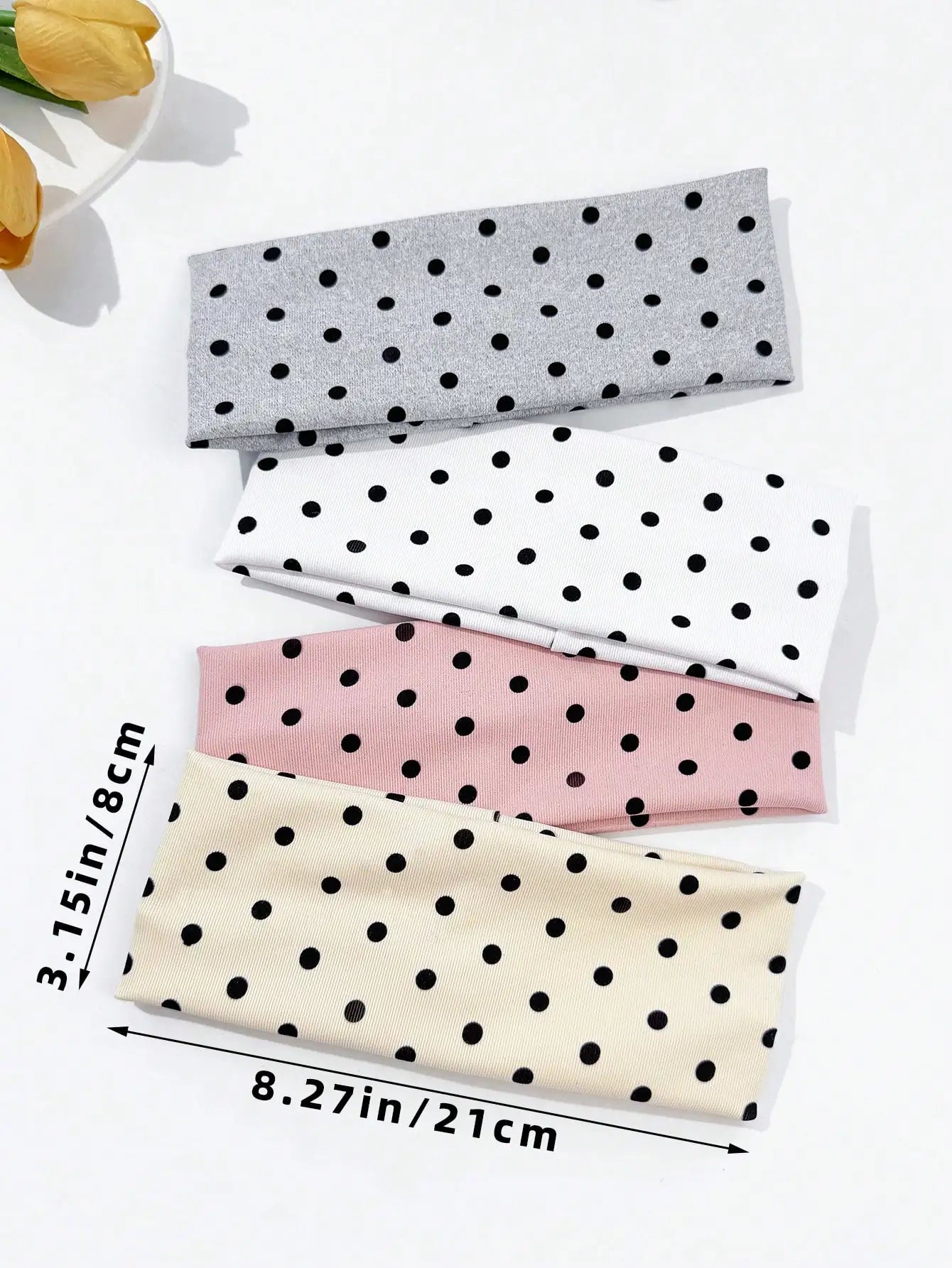 Women's 4 Piece Polka Dot Elastic Headband Set