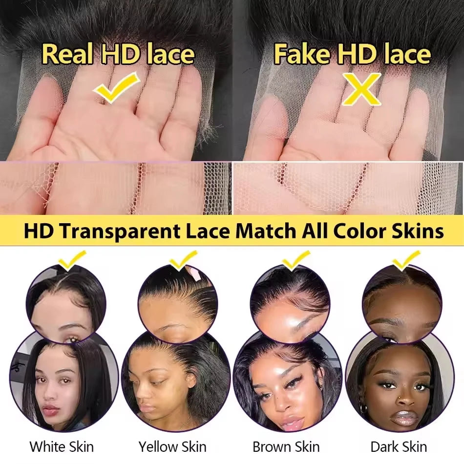 Women's 40 Inch 250% Density Body Wave HD Lace Front Human Hair Wig