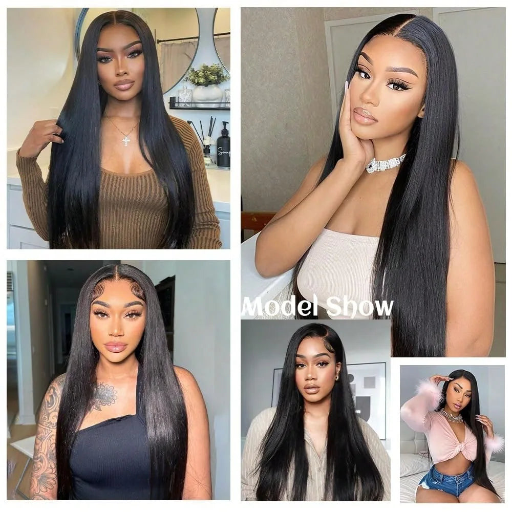 Women's 40 Inch 250% Density Straight HD Lace Front Human Hair Wig