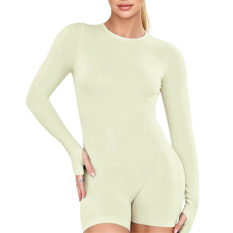 Women's Backless Long Sleeve Yoga Jumpsuit