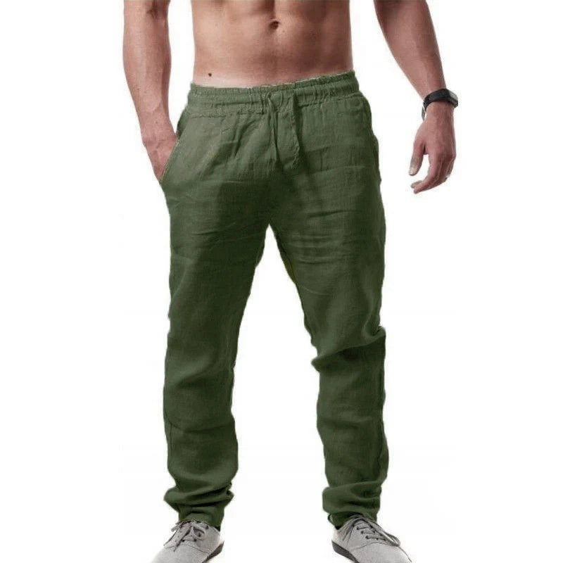 Men's Linen Cotton Wide Leg Casual Pants