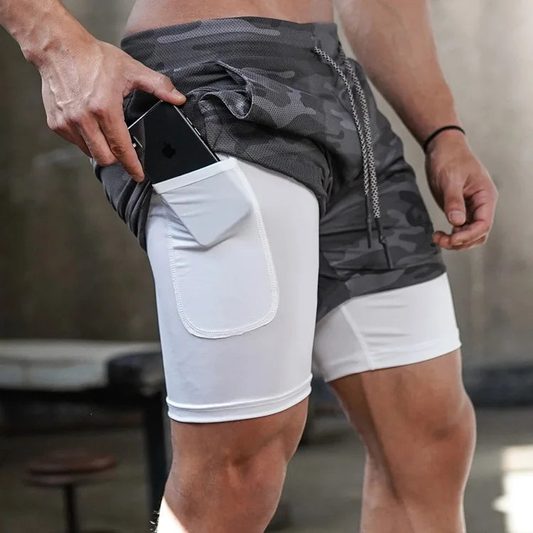 Men's Camo 2 in 1 Quick Dry Running Shorts