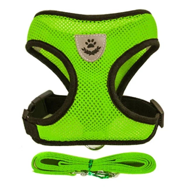 Adjustable Mesh Pet Harness with Leash for Small & Medium Dogs & Cats