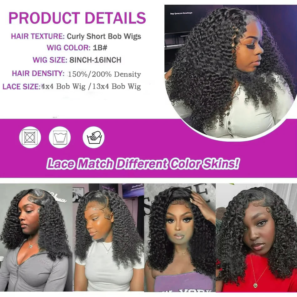 Short Deep Wave Bob 13x4 HD Lace Front Human Hair Wig