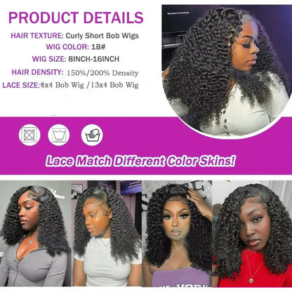 Short Deep Wave Bob 13x4 HD Lace Front Human Hair Wig