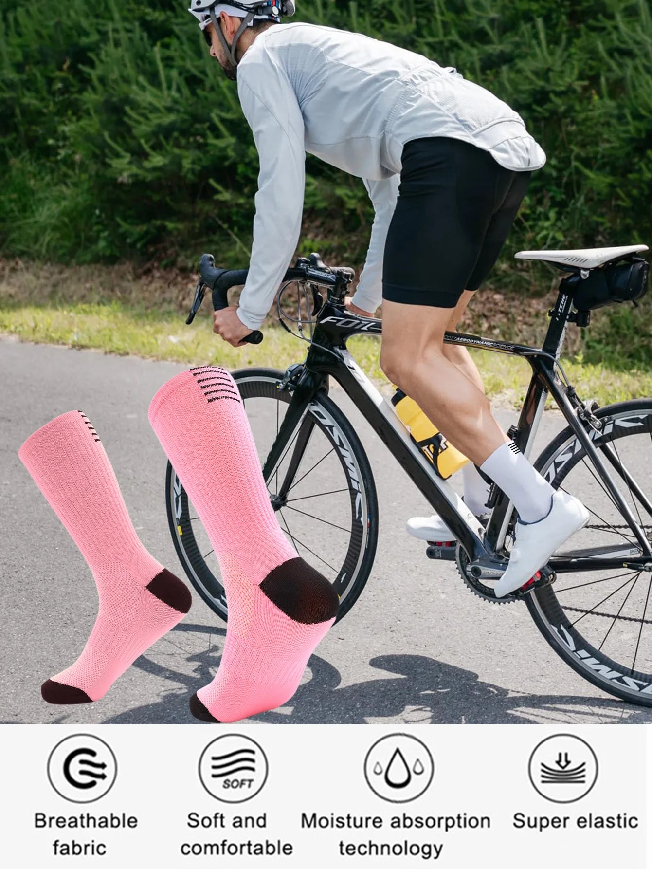 Unisex Quick Dry Long Cycling and Running Socks