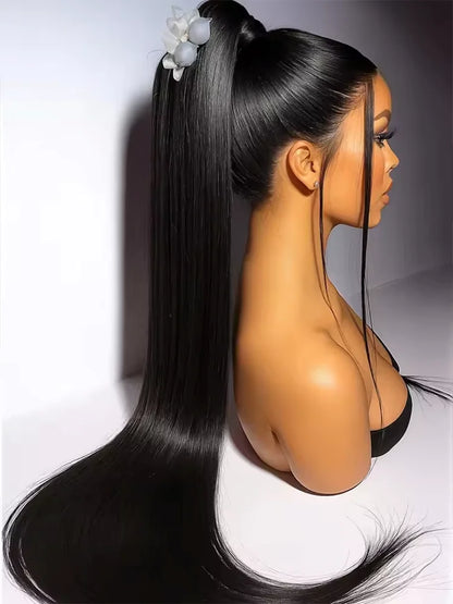 40 42 Inch Bone Straight HD Lace Front Human Hair Wig