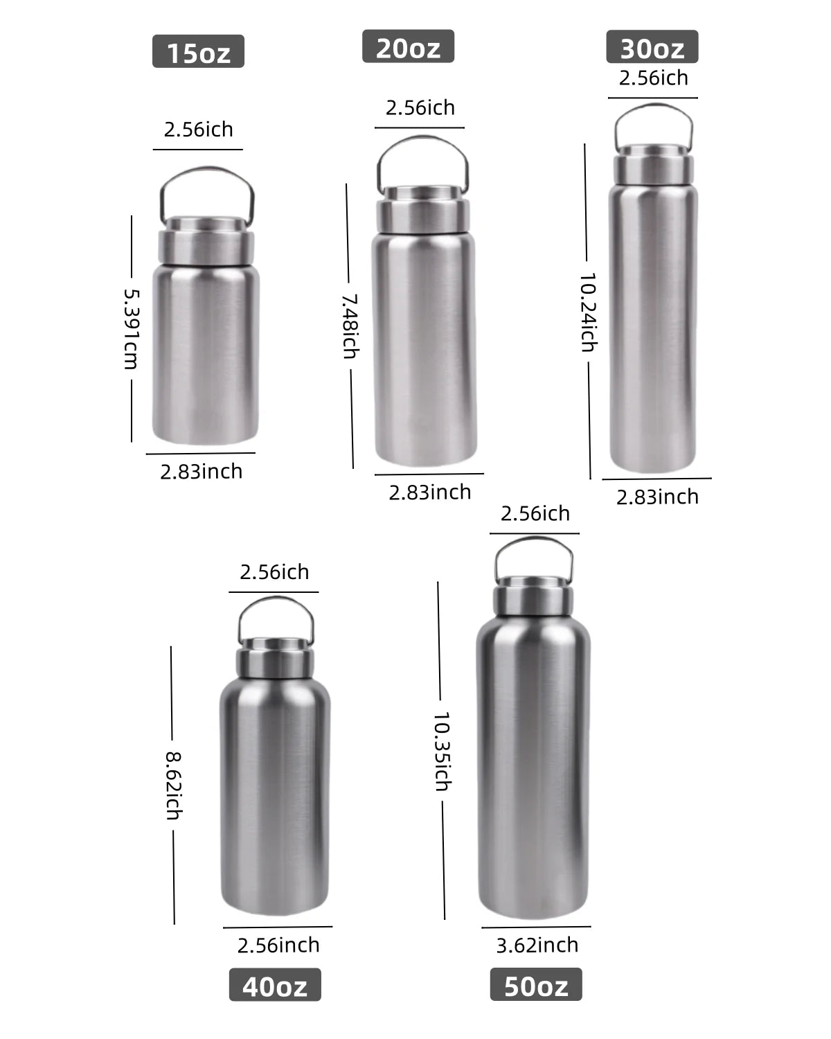 Large Capacity Stainless Steel Sports Water Bottle