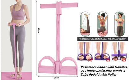 6 Tube Pedal Resistance Band Set with Handles