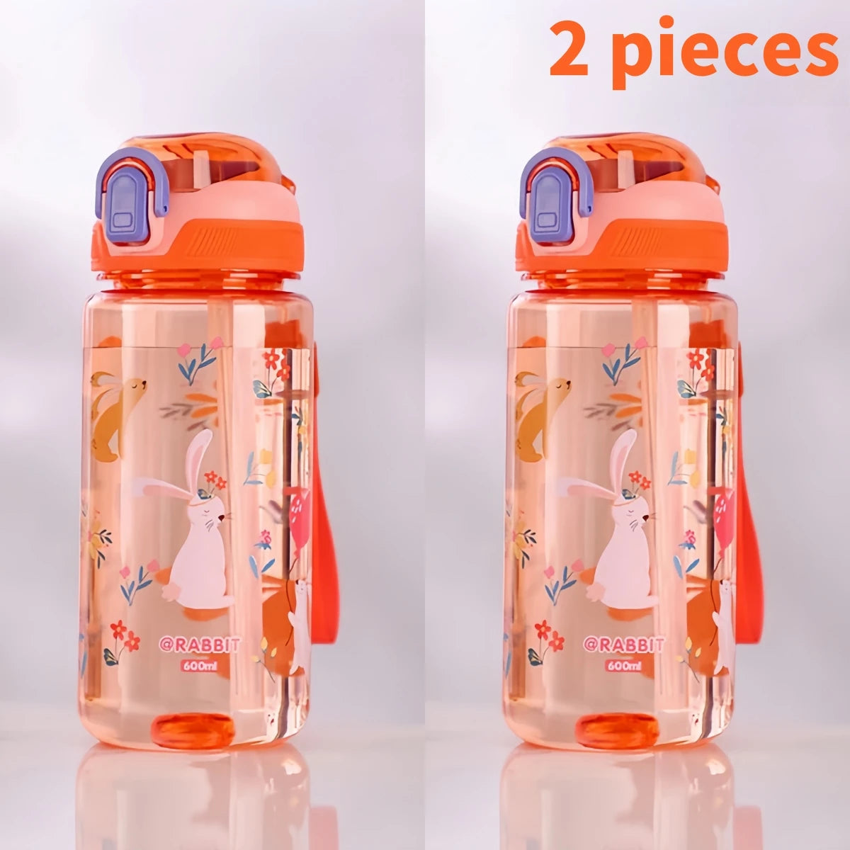 600ml Leak Proof Dinosaur Kids Water Bottle with Straw