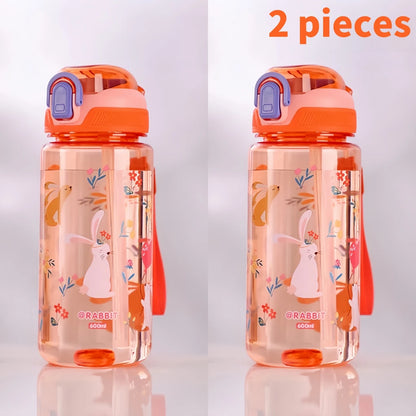 600ml Leak Proof Dinosaur Kids Water Bottle with Straw
