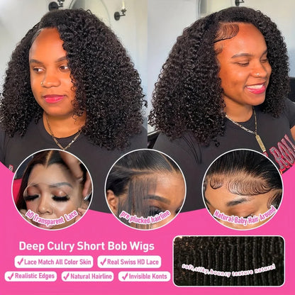 Short Deep Wave Bob 13x4 HD Lace Front Human Hair Wig