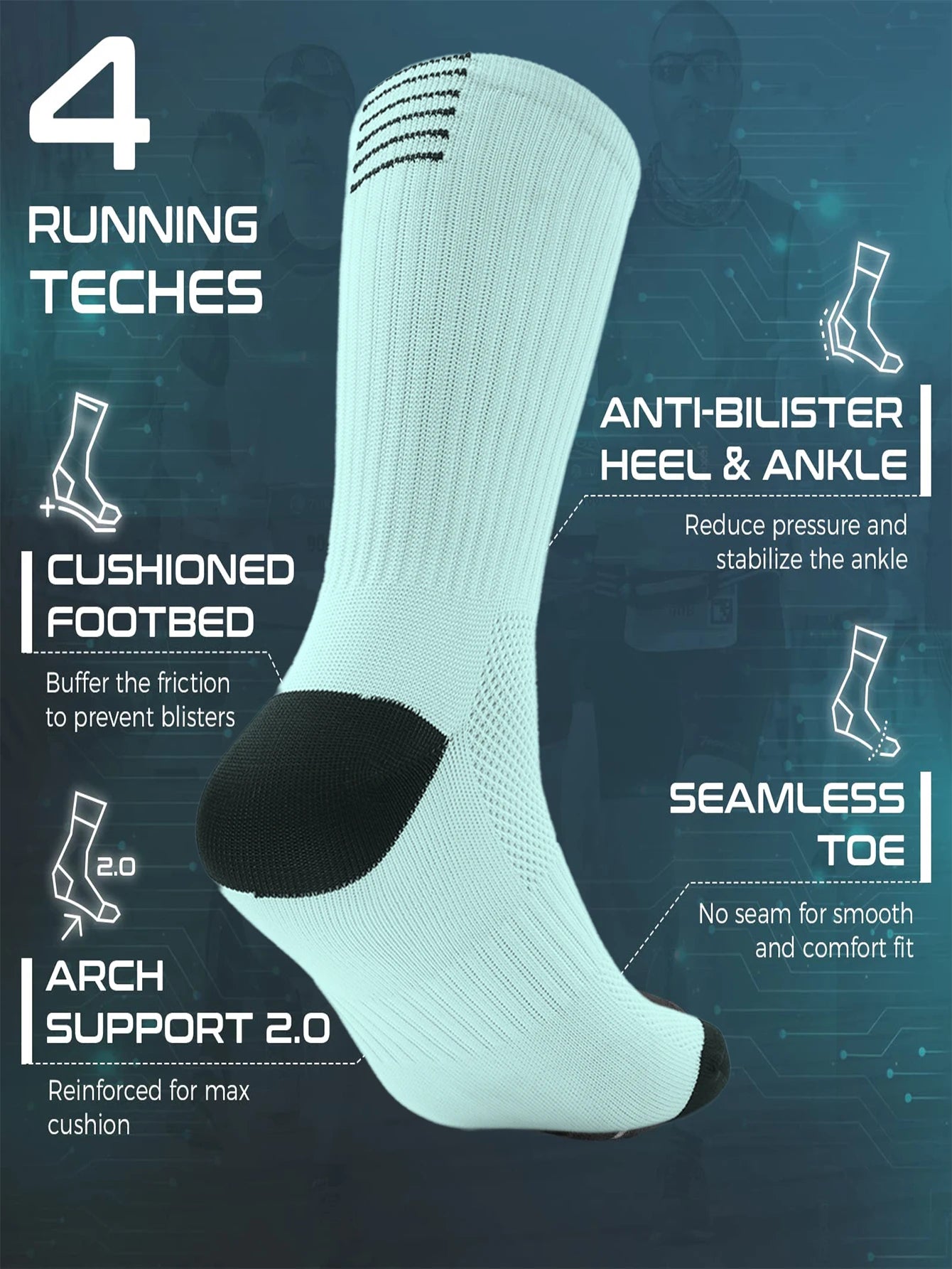 Jing Unisex Quick Dry Long Cycling and Running Socks