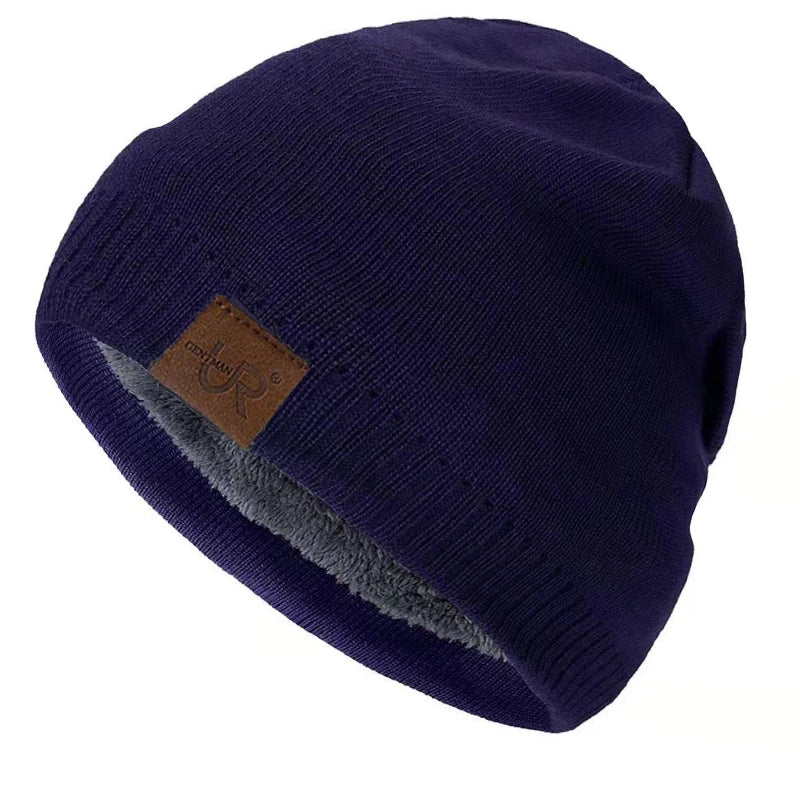 Unisex Warm Knitted Beanie with Fur Lining for Men & Women