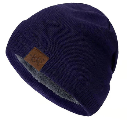 Unisex Warm Knitted Beanie with Fur Lining for Men & Women