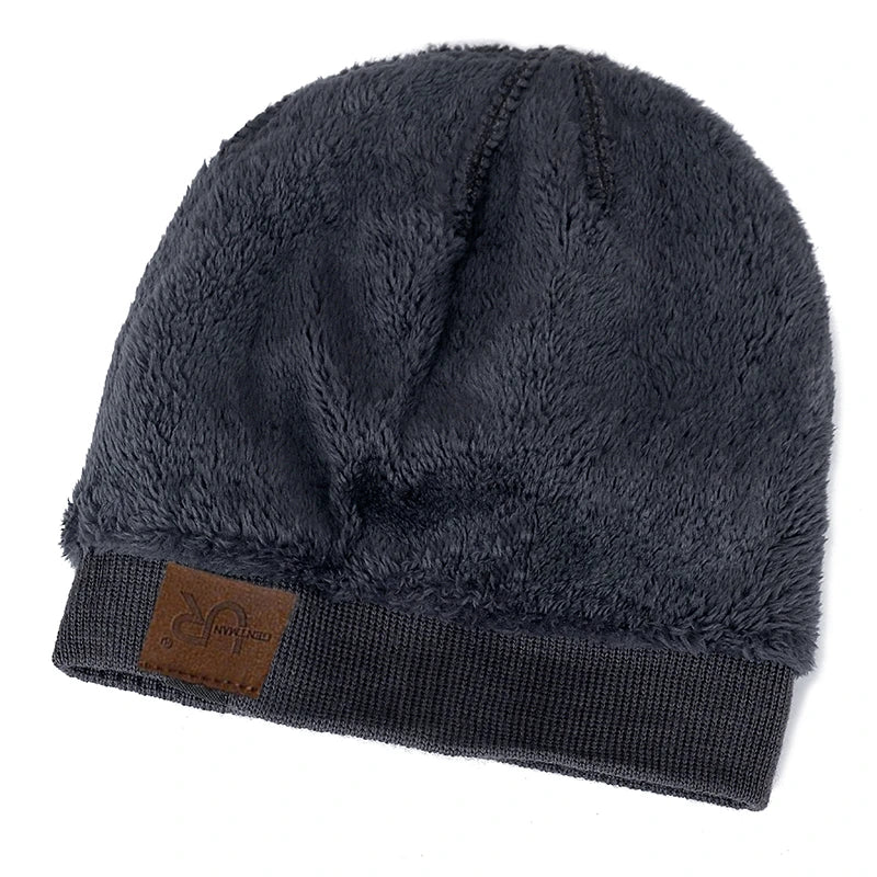 Unisex Warm Knitted Beanie with Fur Lining for Men & Women