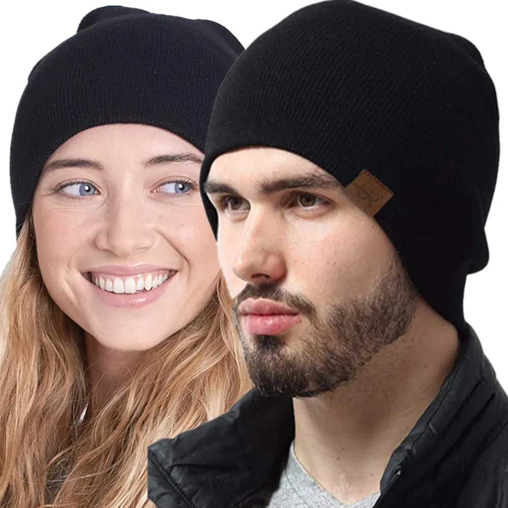 Unisex Warm Knitted Beanie with Fur Lining for Men & Women