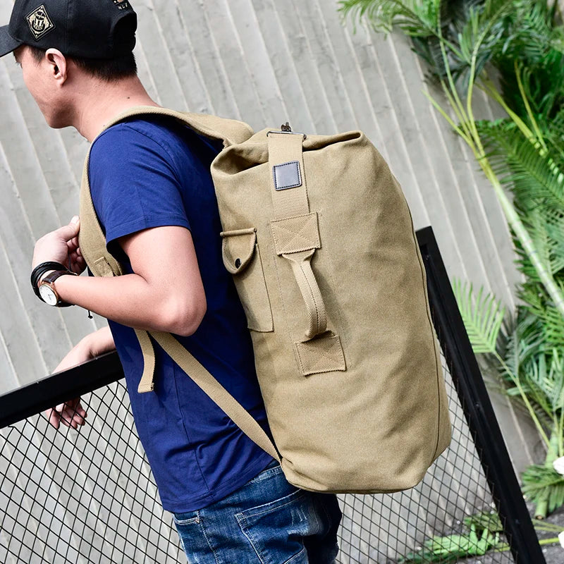 Men's Large Capacity Canvas Travel Backpack