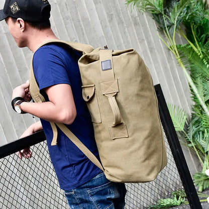 Men's Large Capacity Canvas Travel Backpack