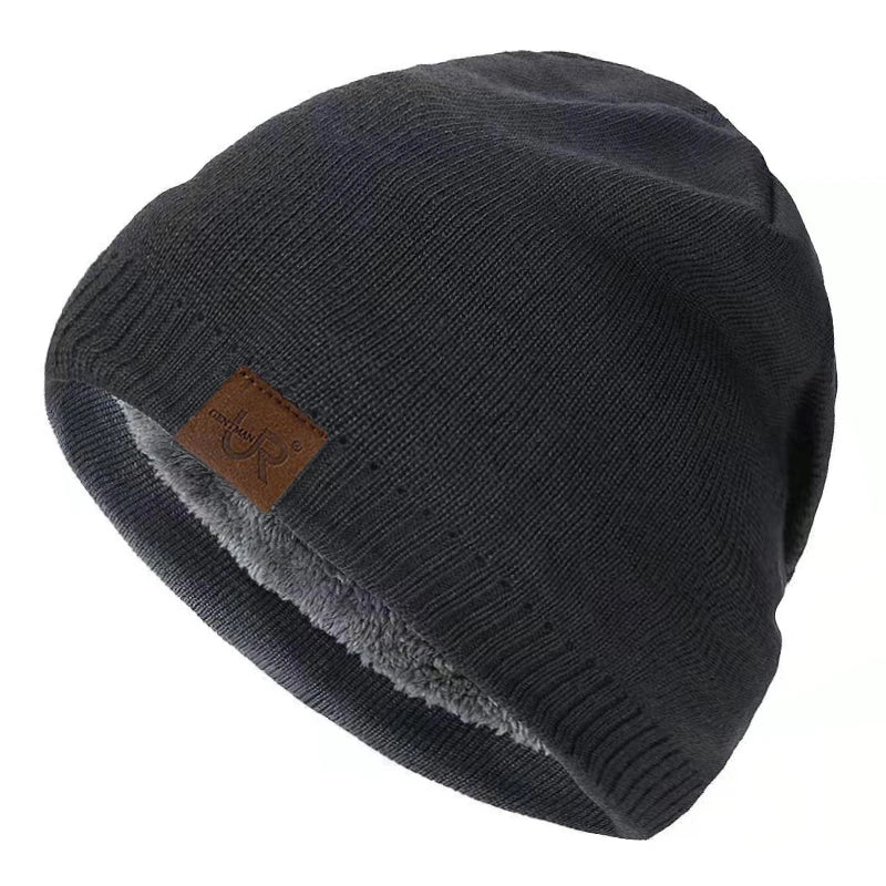Unisex Warm Knitted Beanie with Fur Lining for Men & Women