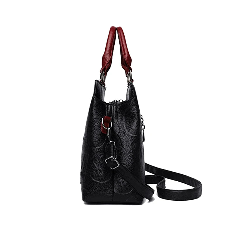 Women’s PU Leather Large Capacity Crossbody Tote Bag for Travel