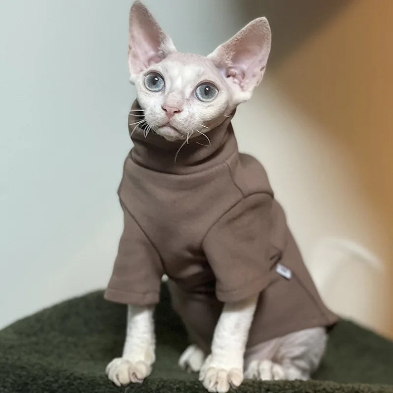 Soft Cotton Sphynx Cat Clothes for Fall & Winter