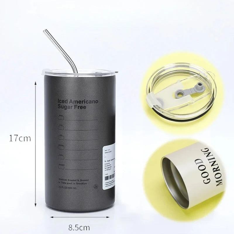 600ml 304 Stainless Steel Insulated Tumbler with Straw