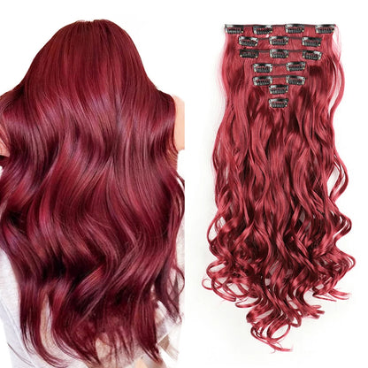 22 Inch Curly Wavy Clip In Hair Extensions 7PCS