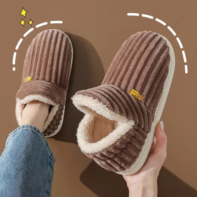 Warm Furry Ankle Cover Slippers for Men & Women Winter Home Shoes