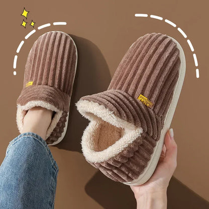 Warm Furry Ankle Cover Slippers for Men & Women Winter Home Shoes