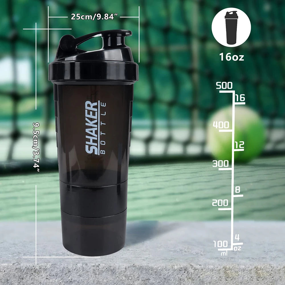 3 Layer Protein Shaker Bottle with Storage Compartments