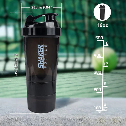 3 Layer Protein Shaker Bottle with Storage Compartments