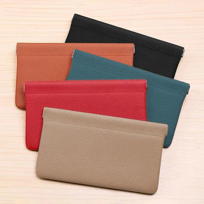 Self Closing PU Leather Long Wallet and Passport Holder