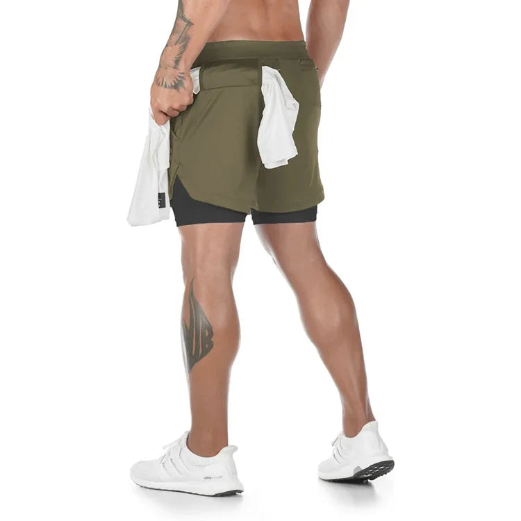 Men's Camo 2 in 1 Quick Dry Running Shorts