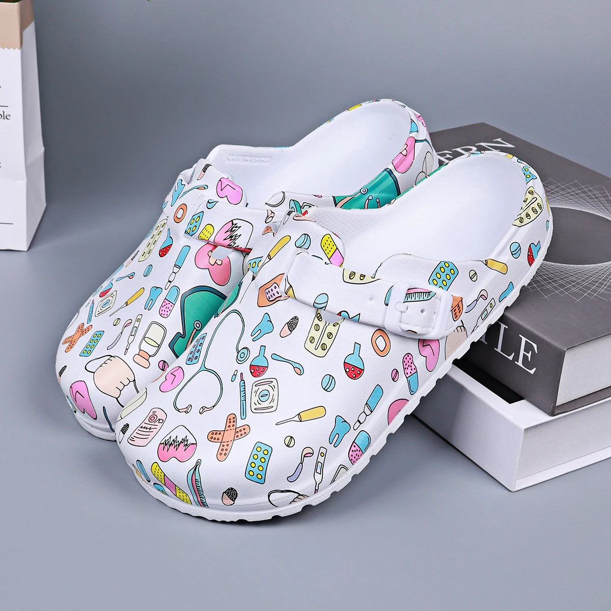 Women’s Printed EVA Mule Clogs Adjustable Buckle Non Slip Indoor Shoes