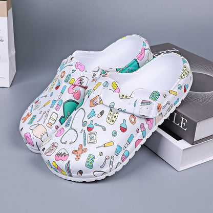 Women’s Printed EVA Mule Clogs Adjustable Buckle Non Slip Indoor Shoes