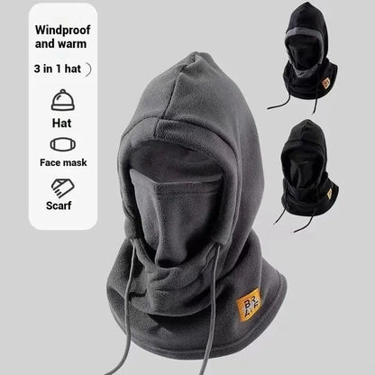 Unisex 3 in 1 Windproof Balaclava Hat with Neck Warmer