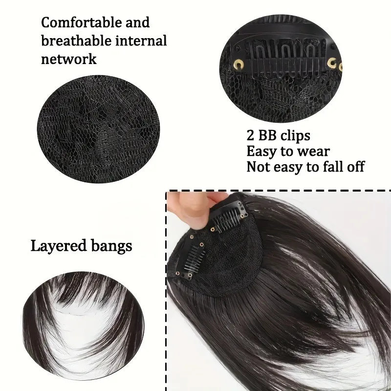 Women's Natural Wispy Clip In Bangs with Sideburns
