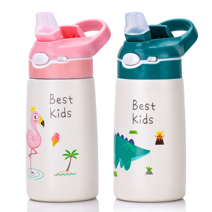 400ml Kids 316 Stainless Steel Thermos Bottle with Straw